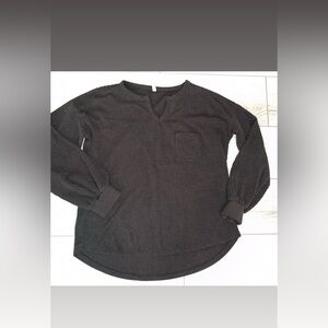 MTS Size Medium Long Sleeved Black Ribbed Shirt Oversized Comfy
